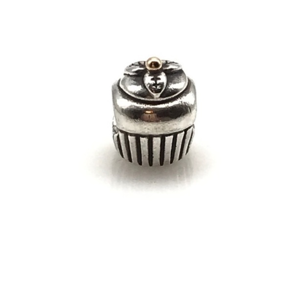 Pandora 925 & 14K Two Tone Bakery Cupcake Dessert Food Rare Retired Bead Charm - Picture 2 of 7
